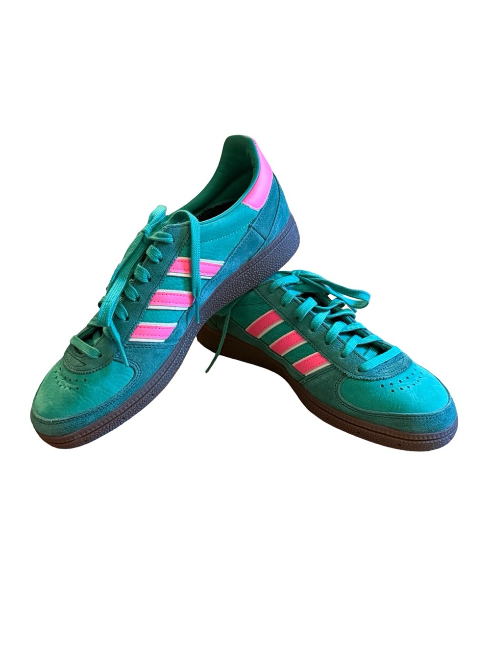 Adidas Women’s Handball Spezial Green and Pink Suede Sneakers Size 9W